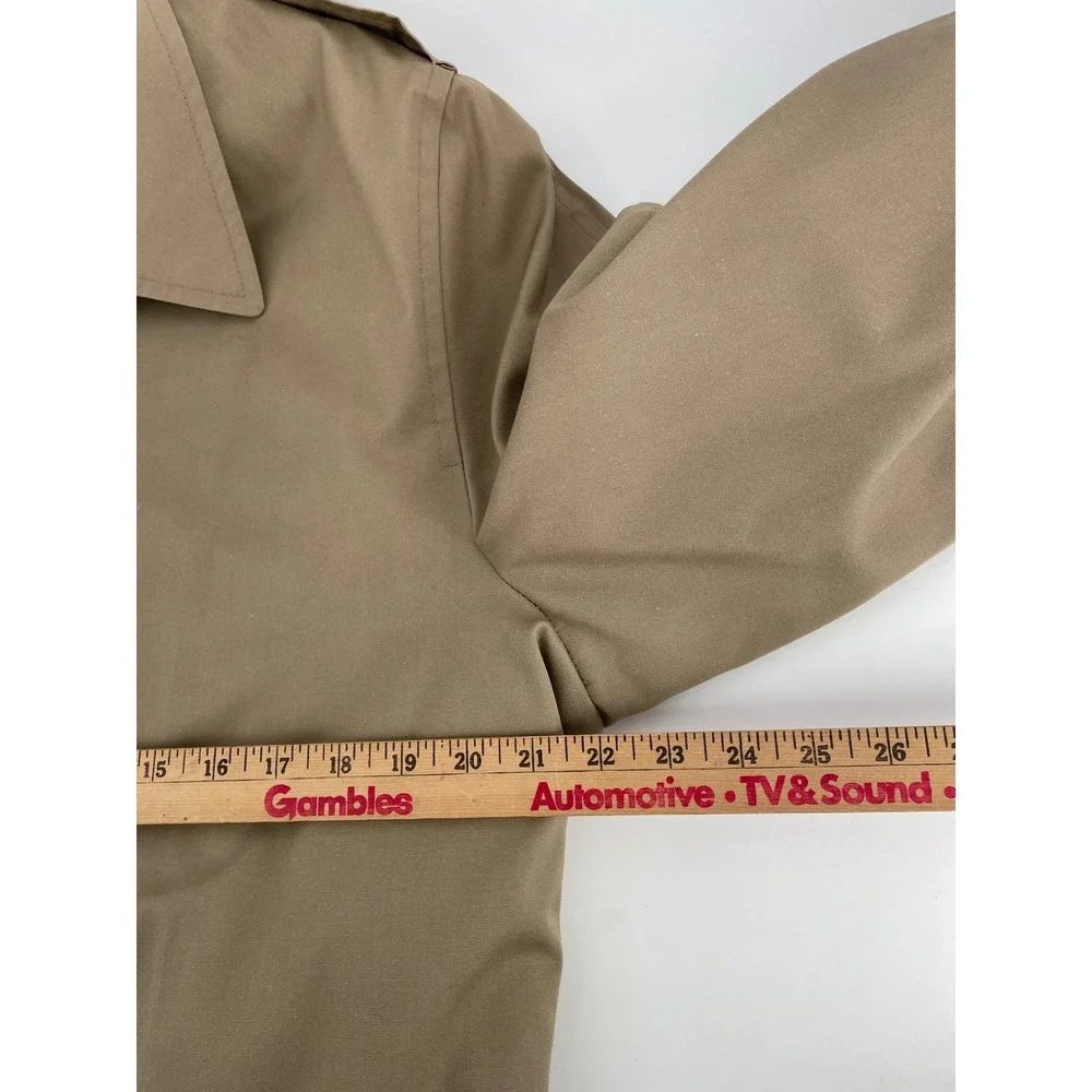 Vintage Gleneagles Trench Coat Men 44R Tan Faux Fur Lined Belted Double Breasted